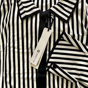 EMILYYU Black and White Striped Printed Loungewear Set – Seamless